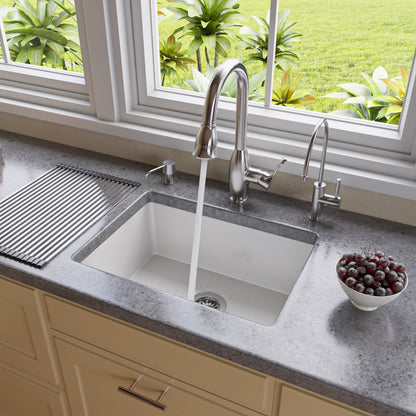 ALFI brand  AB2317 23" White Fireclay Undermount Kitchen Sink