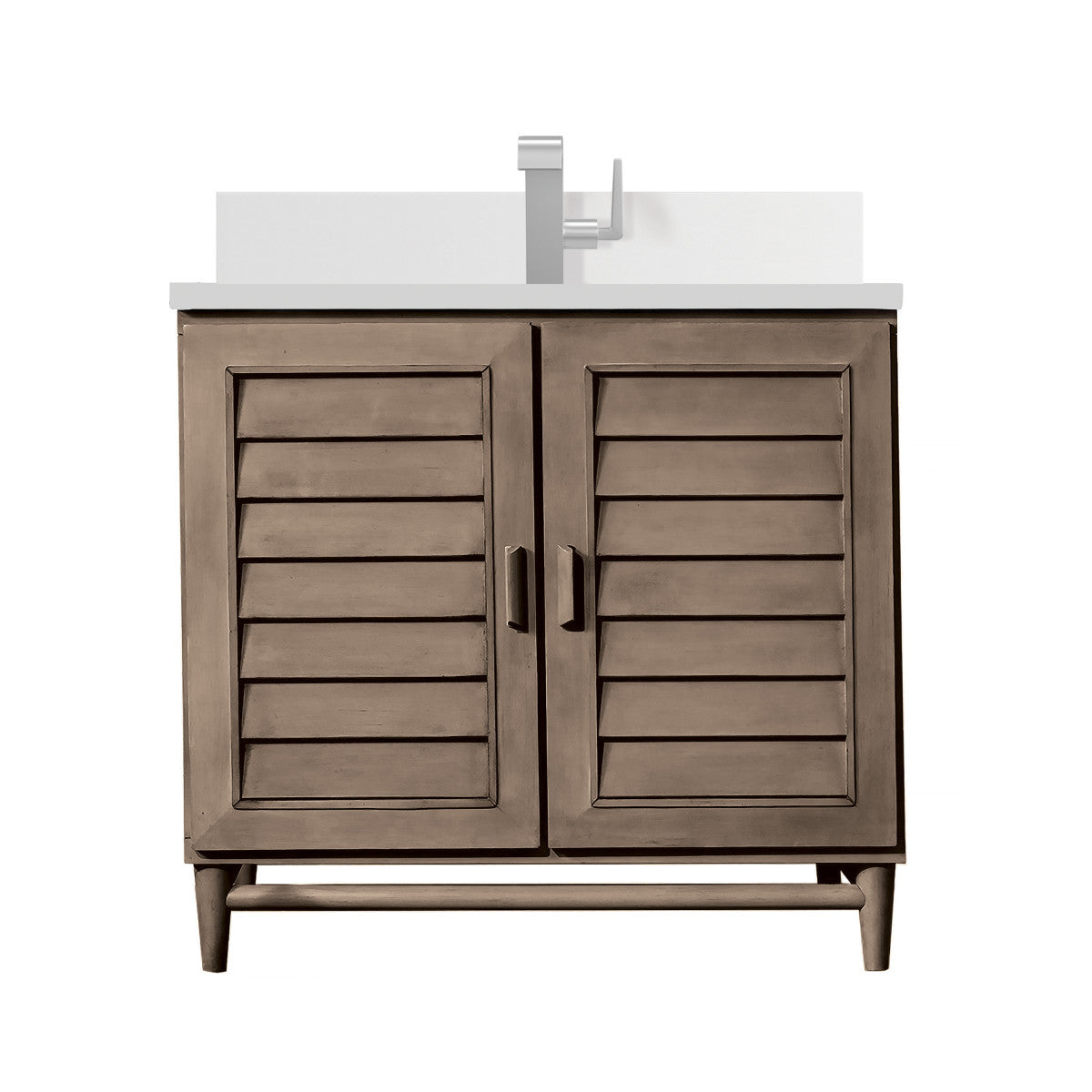 Portland 36" Single Vanity Cabinet, Whitewashed Walnut