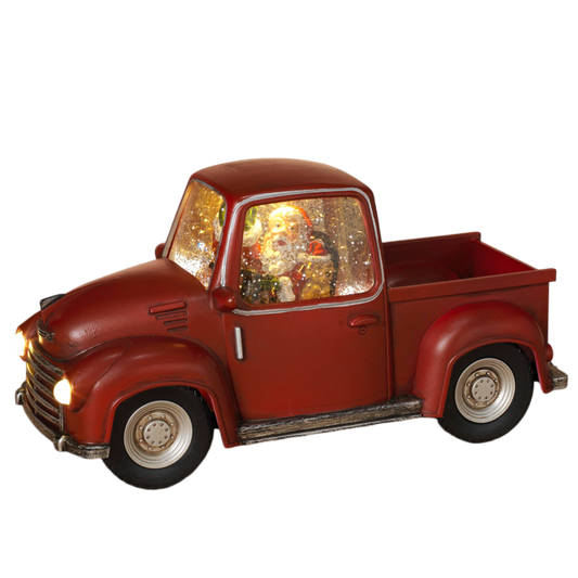 Lighted Spinning Water Globe Truck with Santa Driving