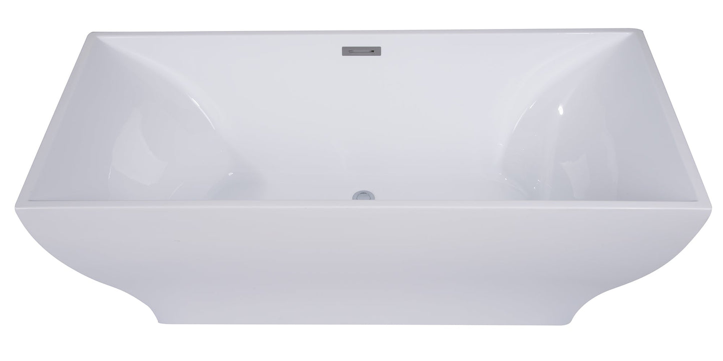 ALFI brand  AB8840 67 inch White Rectangular Acrylic Free Standing Soaking Bathtub