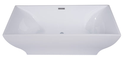 ALFI brand  AB8840 67 inch White Rectangular Acrylic Free Standing Soaking Bathtub