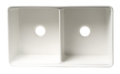 ALFI brand ABFS3320D Workstation 33" x 20" Double Bowl Step Rim Fireclay Farm Sink with Accessories