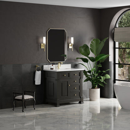 James Martin 547-V36 Brookfield 36” Single Vanity – Black Onyx / Honey Oak / Pearl Charcoal