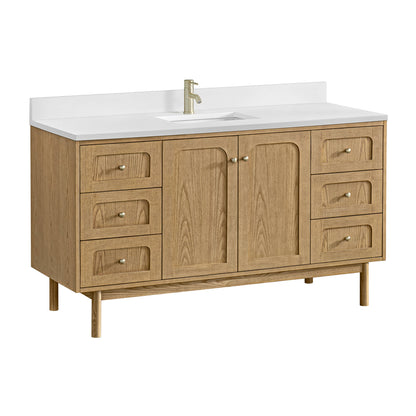 Laurent 60" Single Vanity, Light Natural Oak