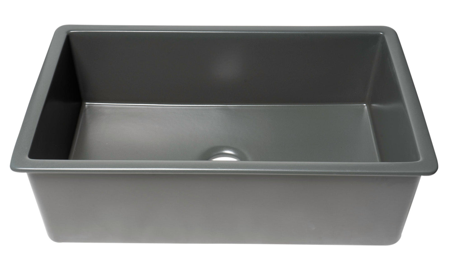 ALFI brand ABF3219SUD 32" x 19" Fireclay Single Bowl Undermount / Drop In Kitchen Sink w Grid