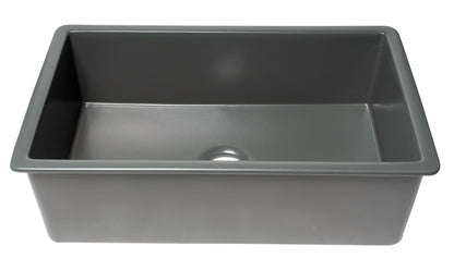 ALFI brand ABF3219SUD 32" x 19" Fireclay Single Bowl Undermount / Drop In Kitchen Sink w Grid