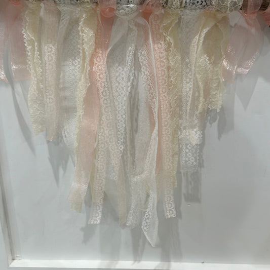 Boho Vintage Lace Driftwood Wall Decor With Shell Accents