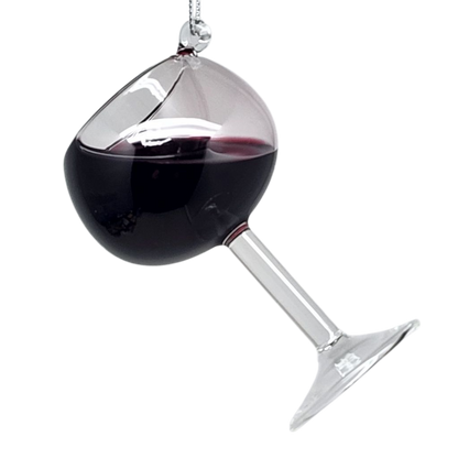 Glass Wine Glass Ornament - Cabernet