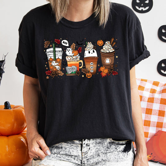 Boo Pumpkin Coffee Vintage Halloween Comfort Colors Tshirt