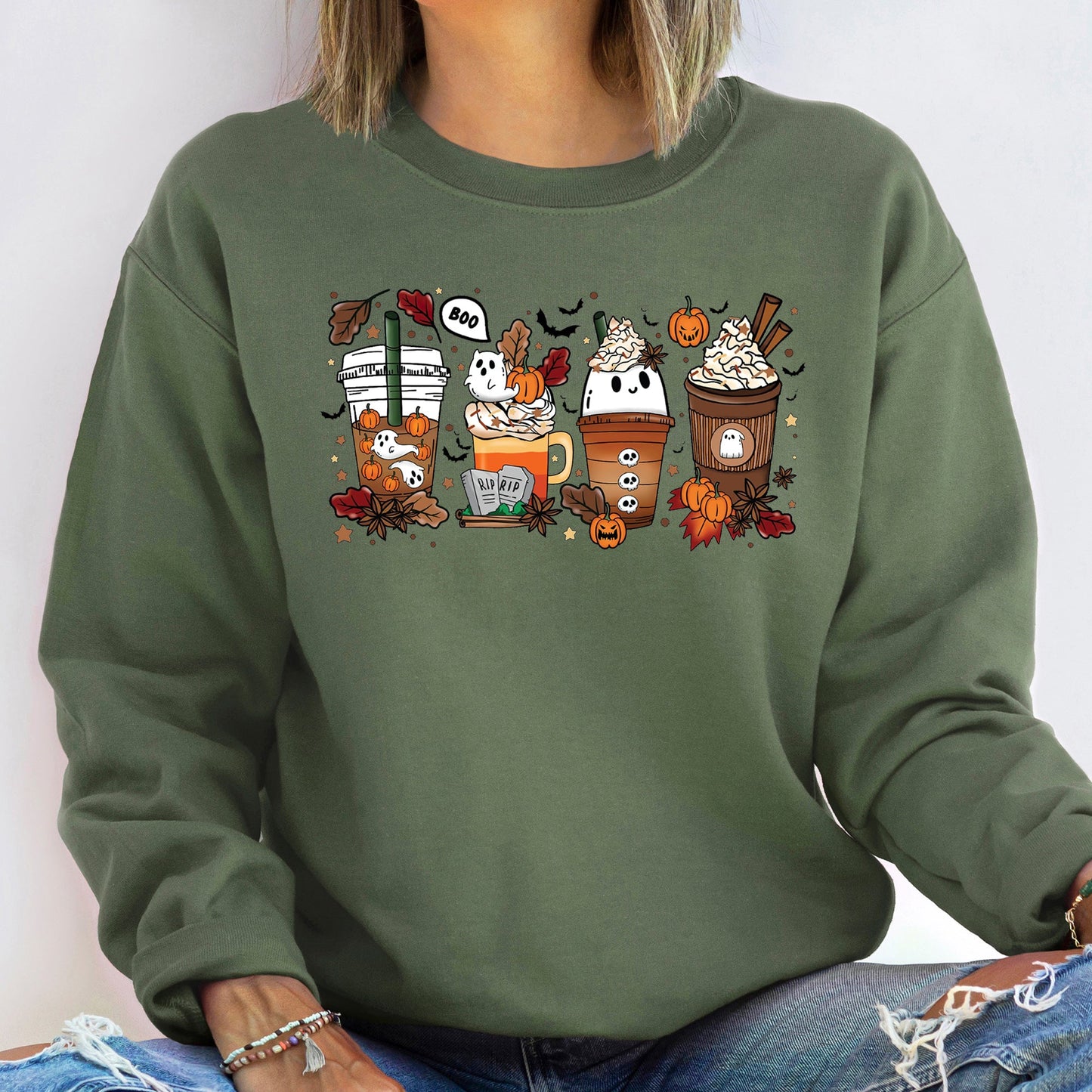 Boo Pumpkin Coffee Halloween Sweatshirt