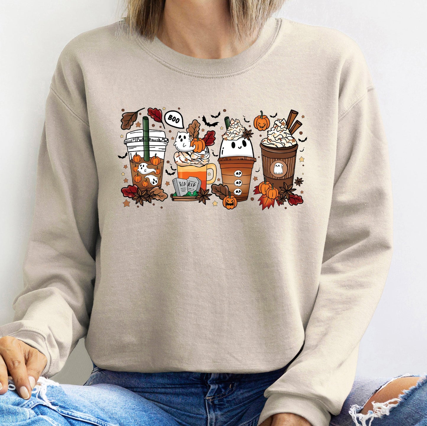Boo Pumpkin Coffee Halloween Sweatshirt