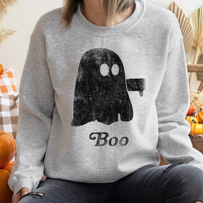 Boo Vintage Ghost Halloween Sweatshirt