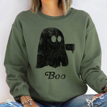 Boo Vintage Ghost Halloween Sweatshirt