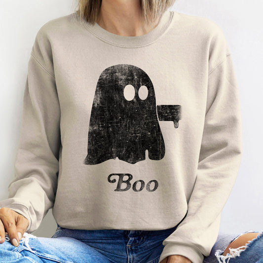 Boo Vintage Ghost Halloween Sweatshirt