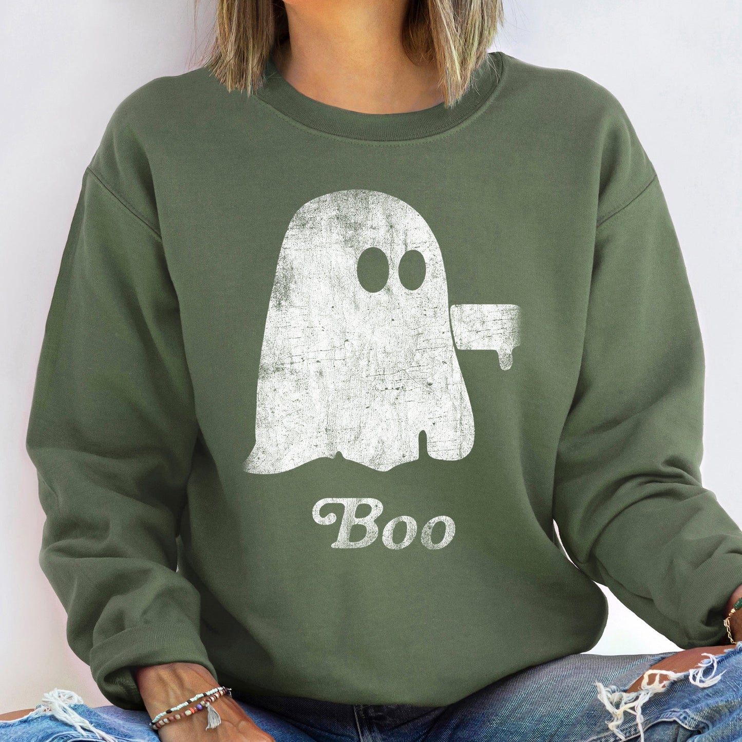 Boo Ghost Halloween Sweatshirt