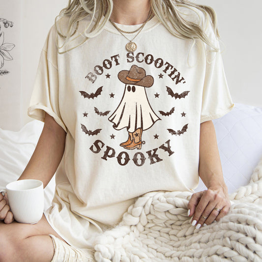 Boot Scooting Spooky Retro Ghost Comfort Colors Tshirt