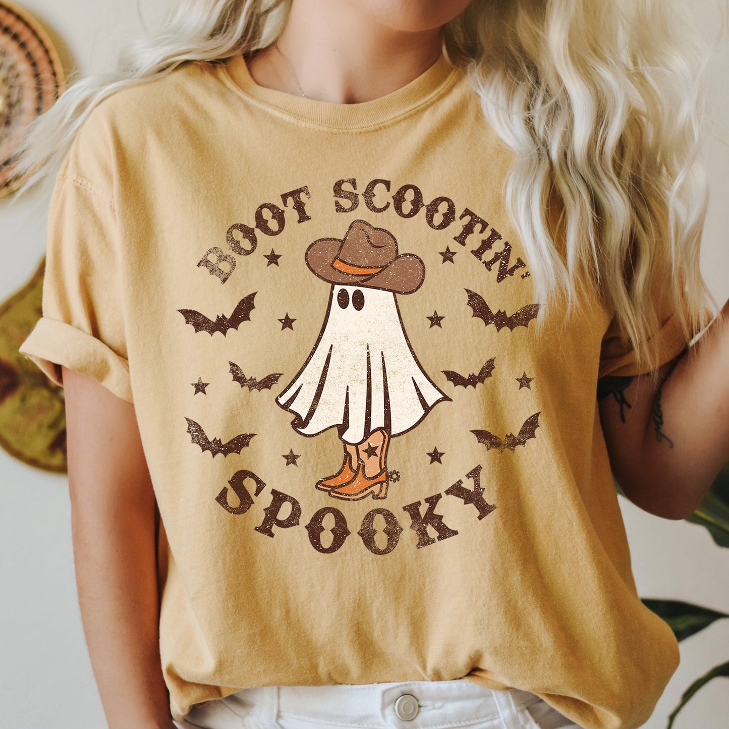 Boot Scooting Spooky Retro Ghost Comfort Colors Tshirt