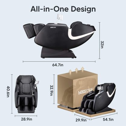 Bosscare Full Body Zero Gravity Shiatsu Recliner Massage Chair With AI Voice & App Control (SAK52960)