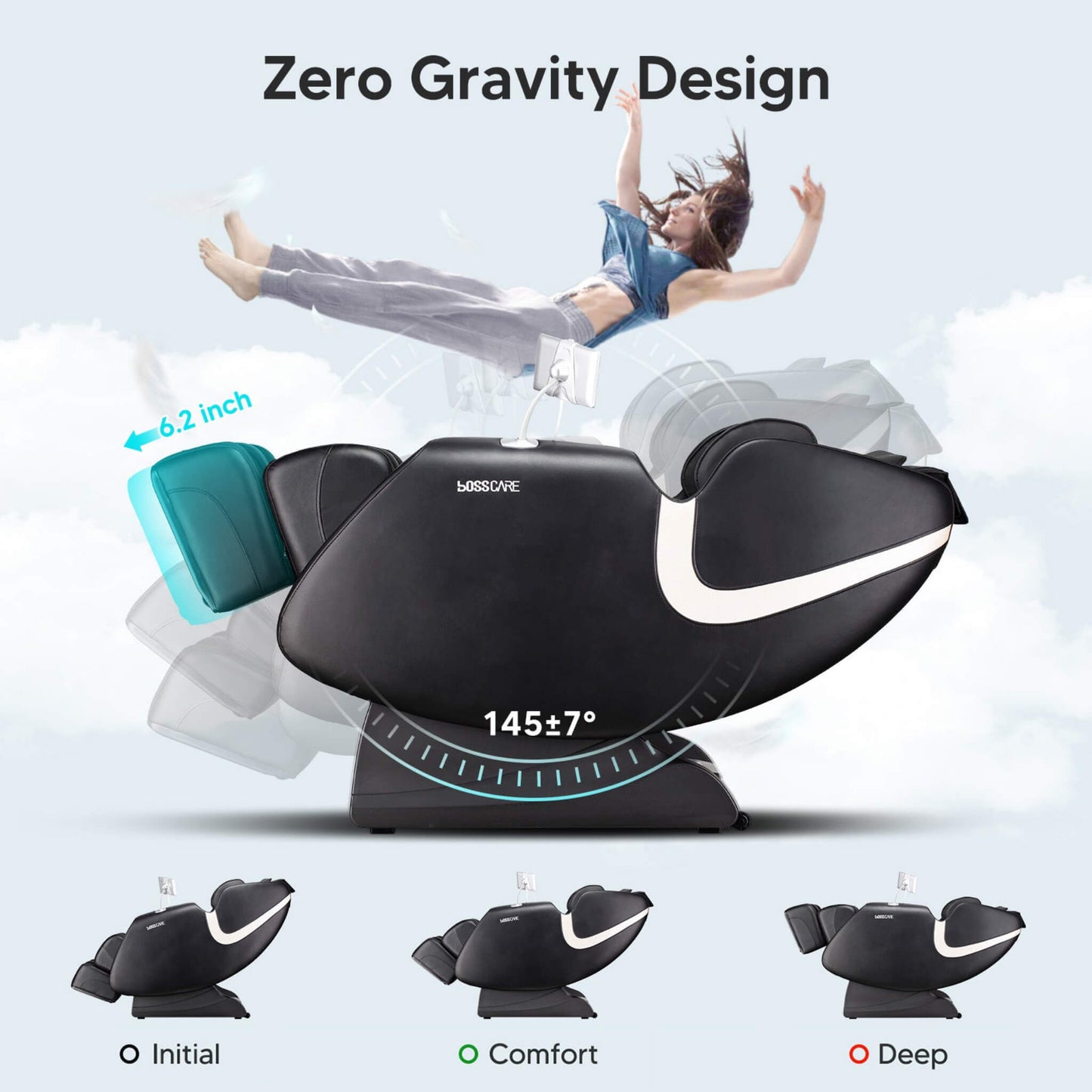 Bosscare Full Body Zero Gravity Shiatsu Recliner Massage Chair With AI Voice & App Control (SAK52960)