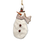 Wood and Fur Snowman Ornament - Grey Scarf and Bowler Hat