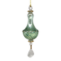 Blown Glass Twisted Chandelier Ornament with Crystal Dangle - Green