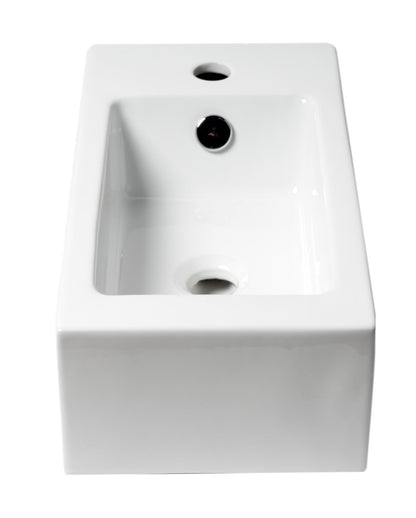 ALFI brand  ABC116 White 20" Small Rectangular Wall Mounted Ceramic Sink with Faucet Hole