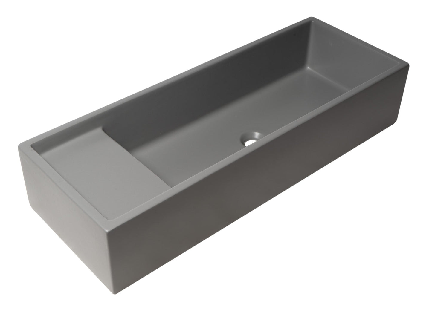 ALFI brand  AB39TRGM 39" Grey Matte Above Mount Fireclay Bathroom Trough Sink