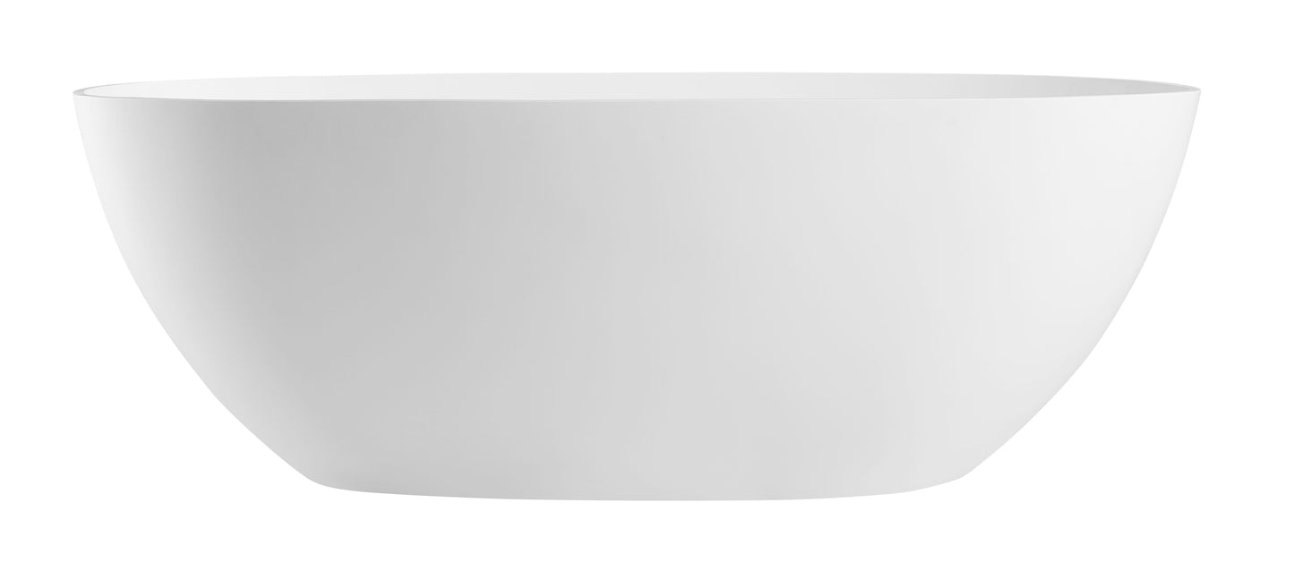 ALFI brand  AB9975 59" White Oval Solid Surface Resin Soaking Bathtub