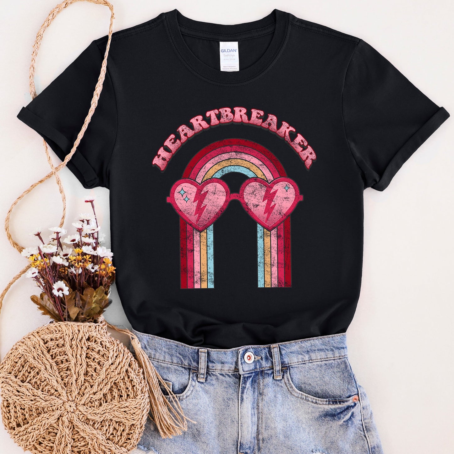 Heart Breaker, Love, Sunglasses, Retro, Super Soft Tshirt, Valentine's Day