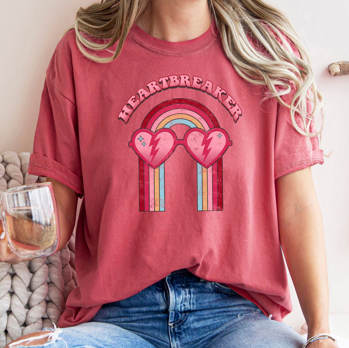 Heart Breaker, Love, Sunglasses, Retro, Comfort Colors Tshirt, Valentine's Day