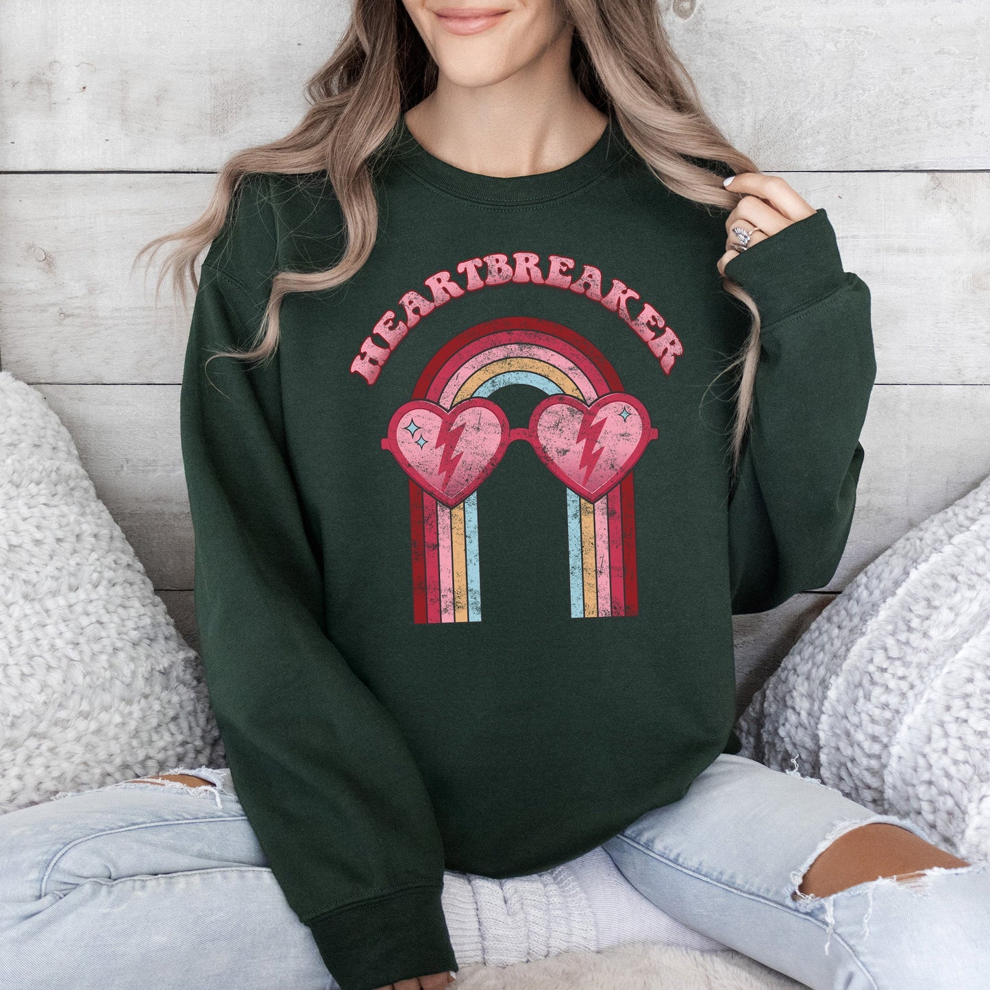 Heart Breaker, Love, Sunglasses, Retro, Sweatshirt, Valentine's Day