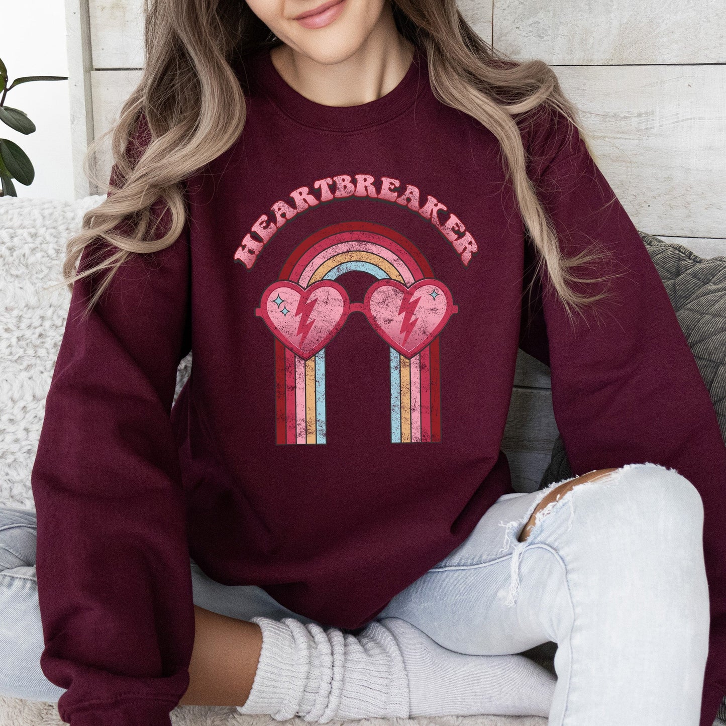 Heart Breaker, Love, Sunglasses, Retro, Sweatshirt, Valentine's Day