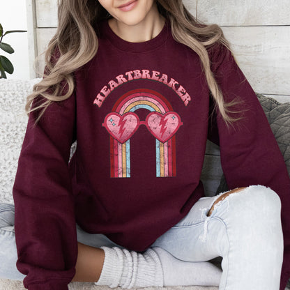 Heart Breaker, Love, Sunglasses, Retro, Sweatshirt, Valentine's Day
