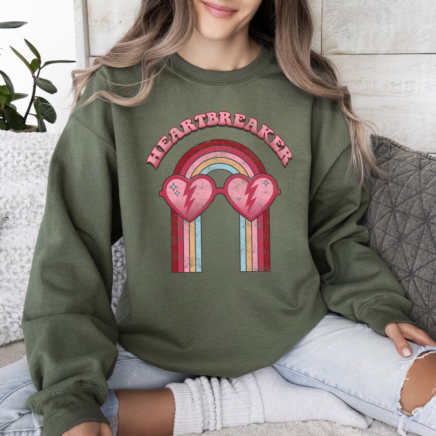 Heart Breaker, Love, Sunglasses, Retro, Sweatshirt, Valentine's Day