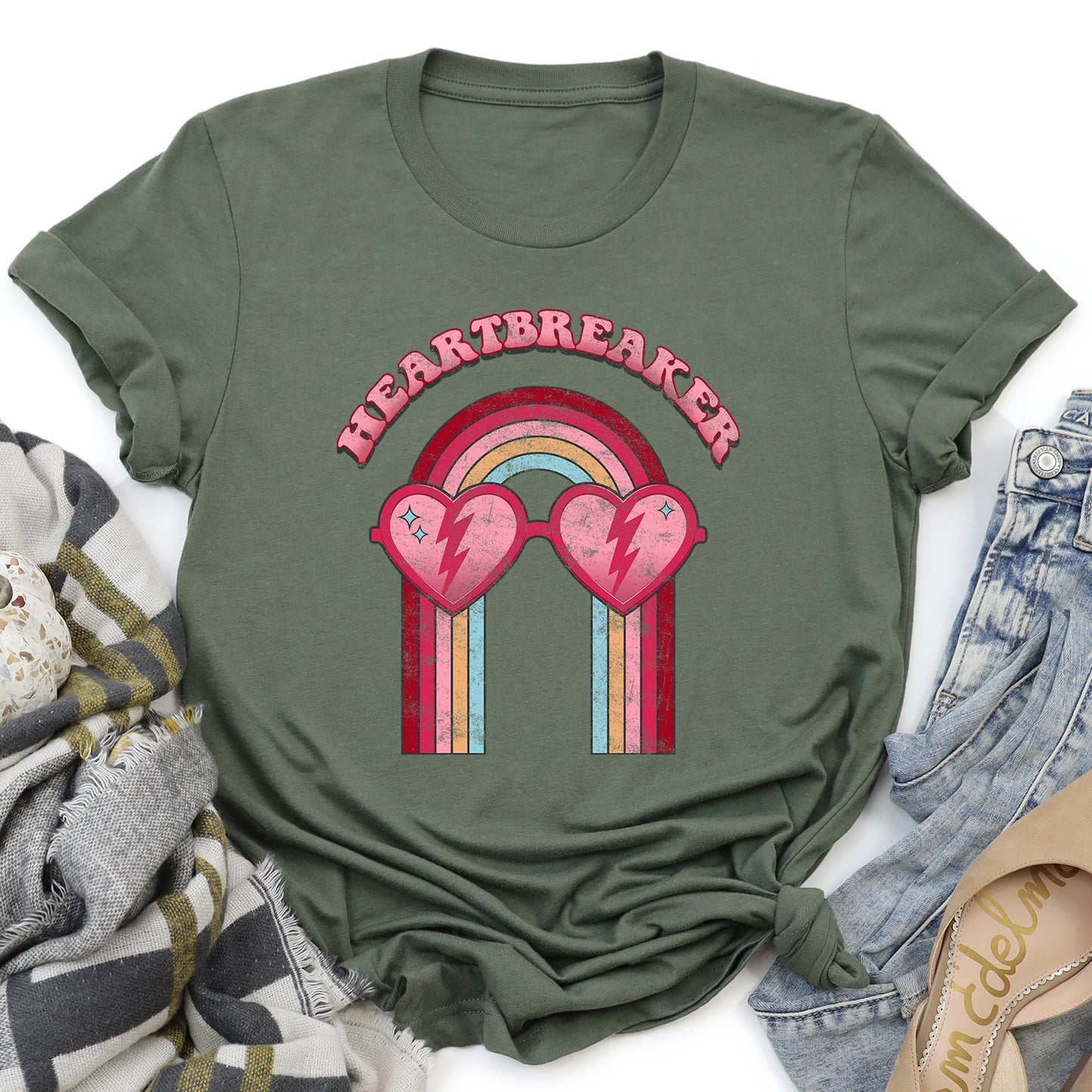 Heart Breaker, Love, Sunglasses, Retro, Super Soft Tshirt, Valentine's Day