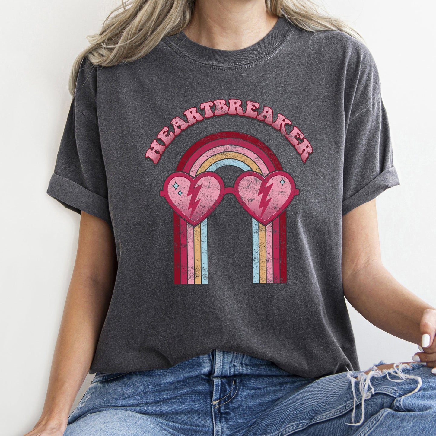 Heart Breaker, Love, Sunglasses, Retro, Comfort Colors Tshirt, Valentine's Day