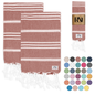 Istanbul Classic Turkish Hand Towel Set of 2 for Kitchen, Bath, Beach, Gym, and Yoga 17"x30"