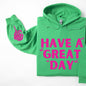 Have A Great Day Hoodie, Skeleton Middle Finger Sleeve Graphic, Sassy, Funny Hooded Sweatshirt