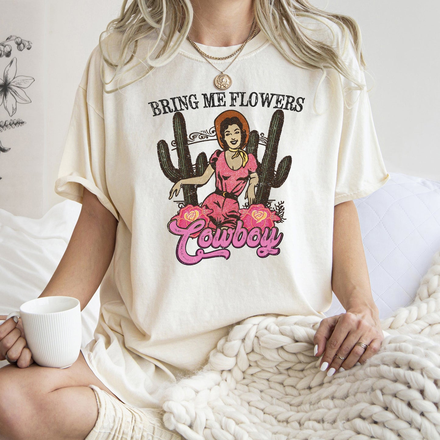 Bring Me Flowers Cowboy, Western, Country, Comfort Colors Tshirt, Valentine's Day