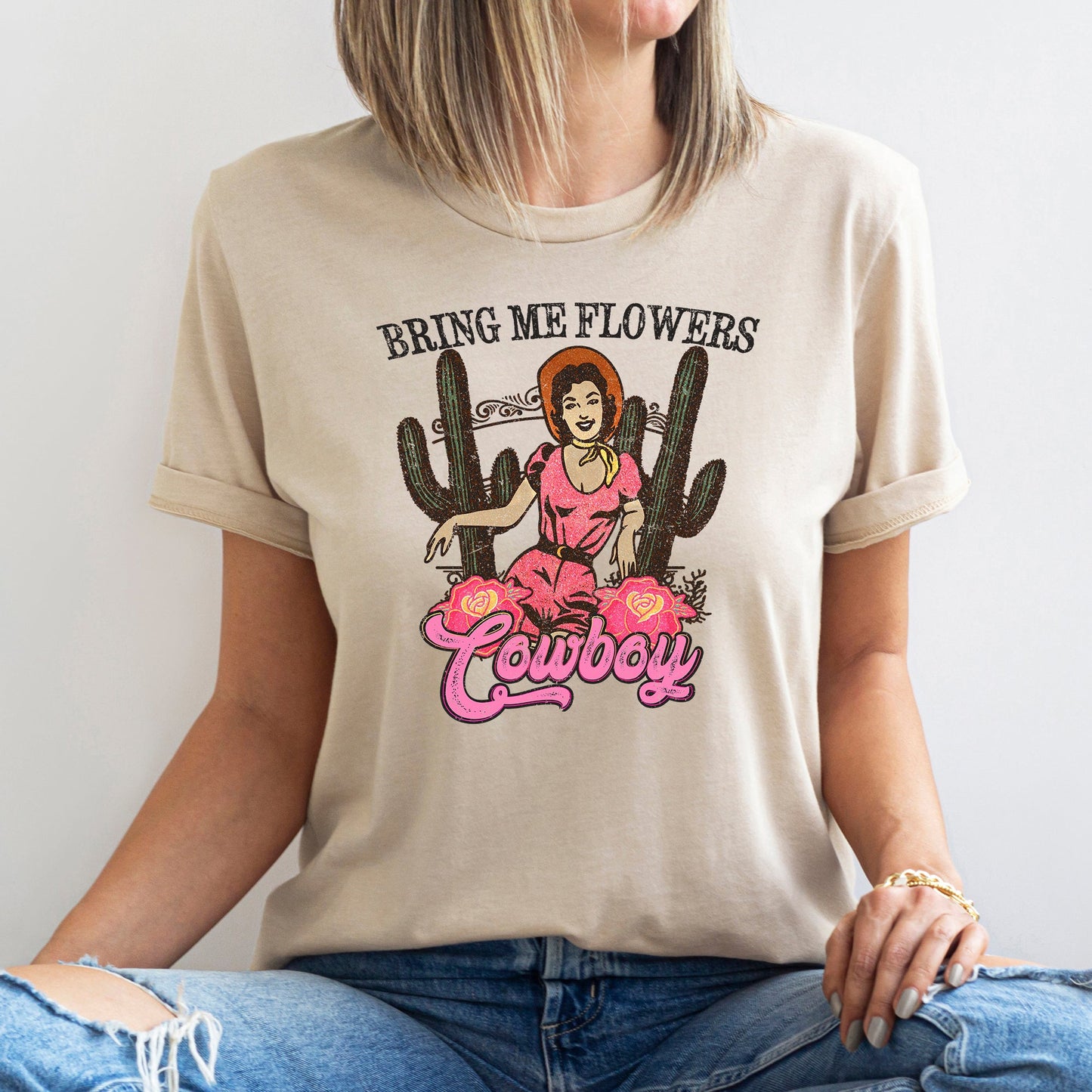 Bring Me Flowers Cowboy, Western, Country, Super Soft Tshirt, Valentine's Day