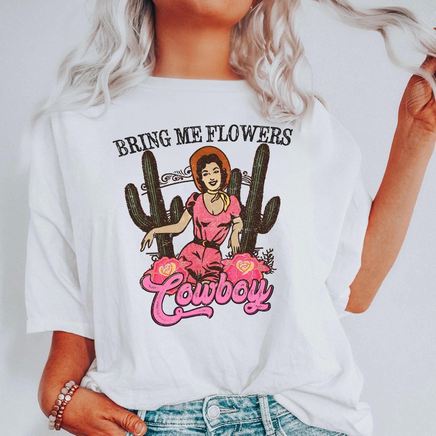 Bring Me Flowers Cowboy, Western, Country, Comfort Colors Tshirt, Valentine's Day