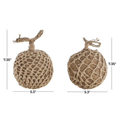 Brown Cement Stone Knot Handmade Woven Layered Orb Decorative Sculpture