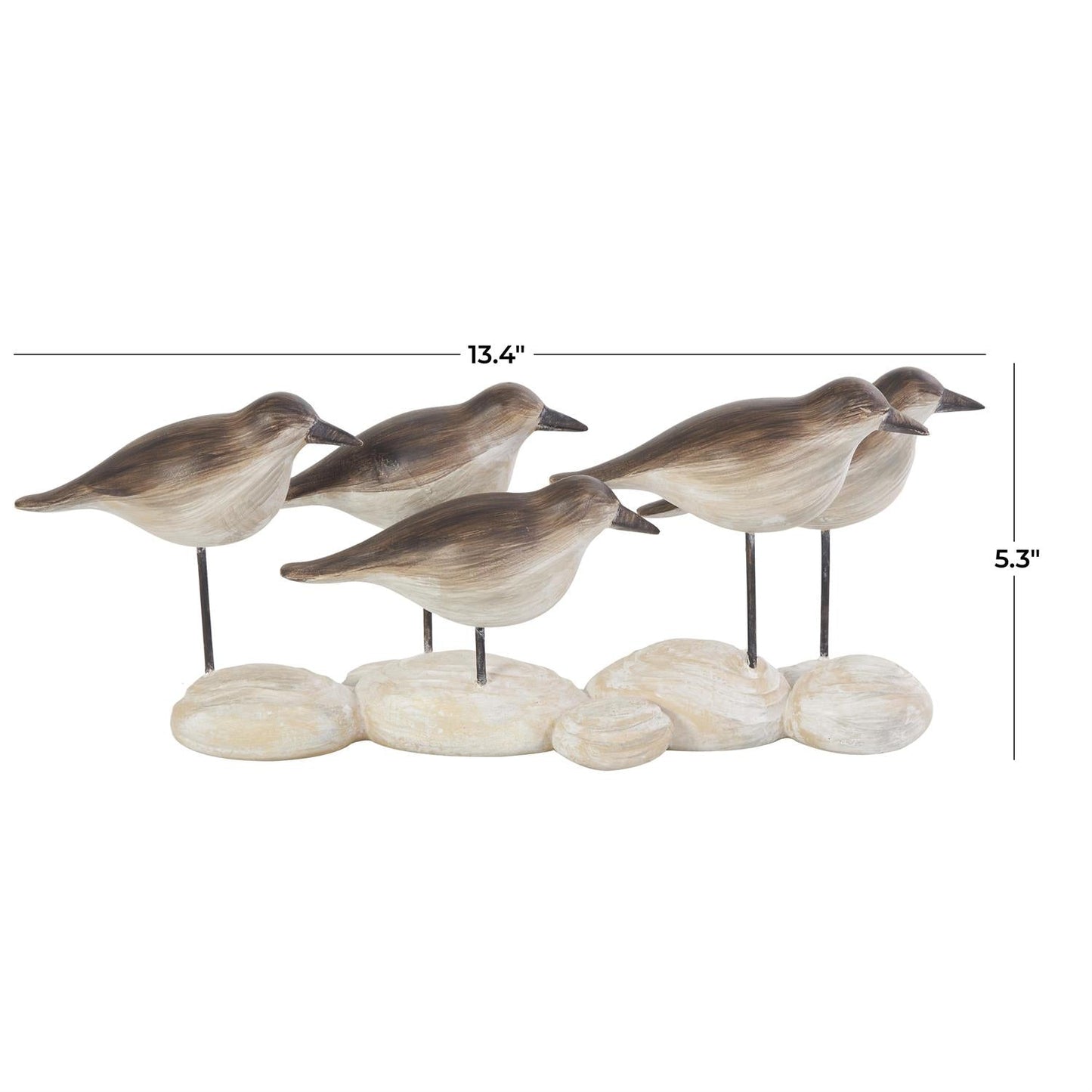 Brown Polystone Bird Decorative Sculpture with Cream Rock-Inspired Base
