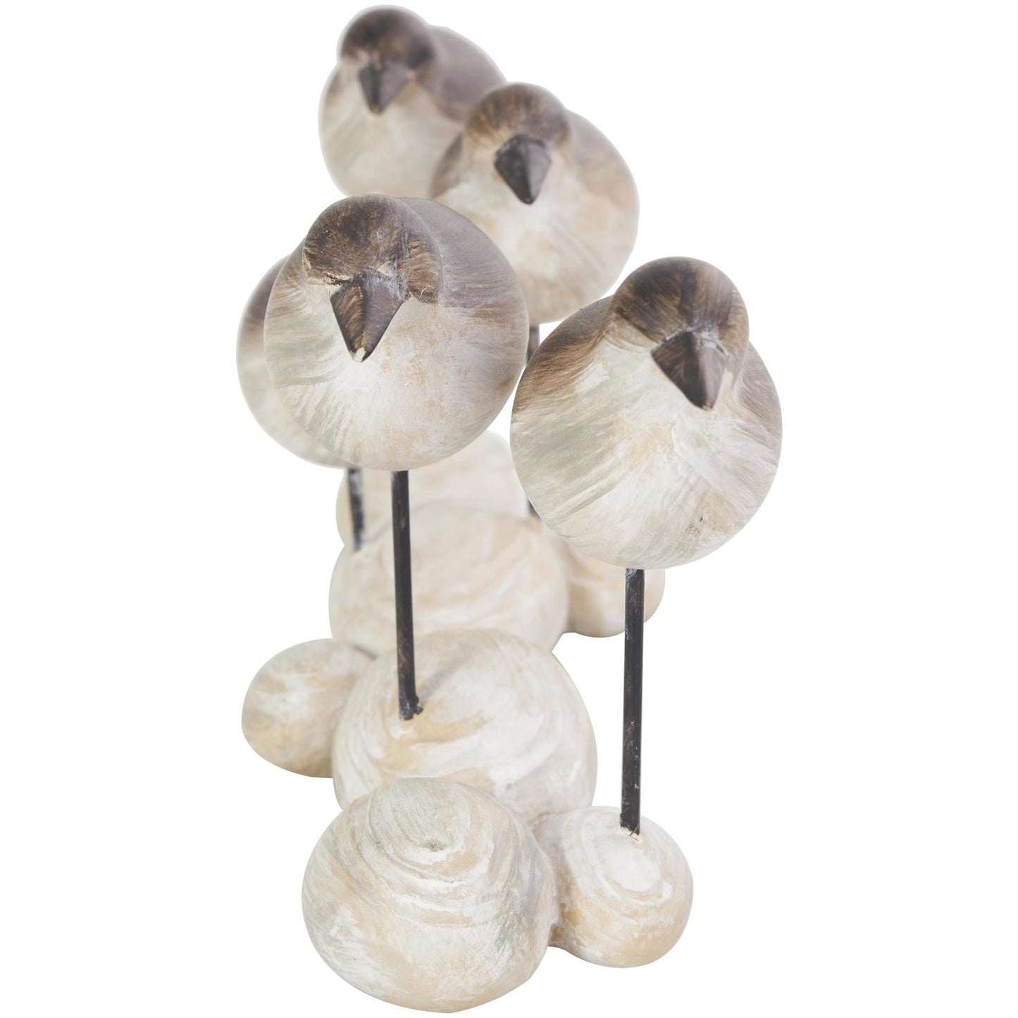 Brown Polystone Bird Decorative Sculpture with Cream Rock-Inspired Base