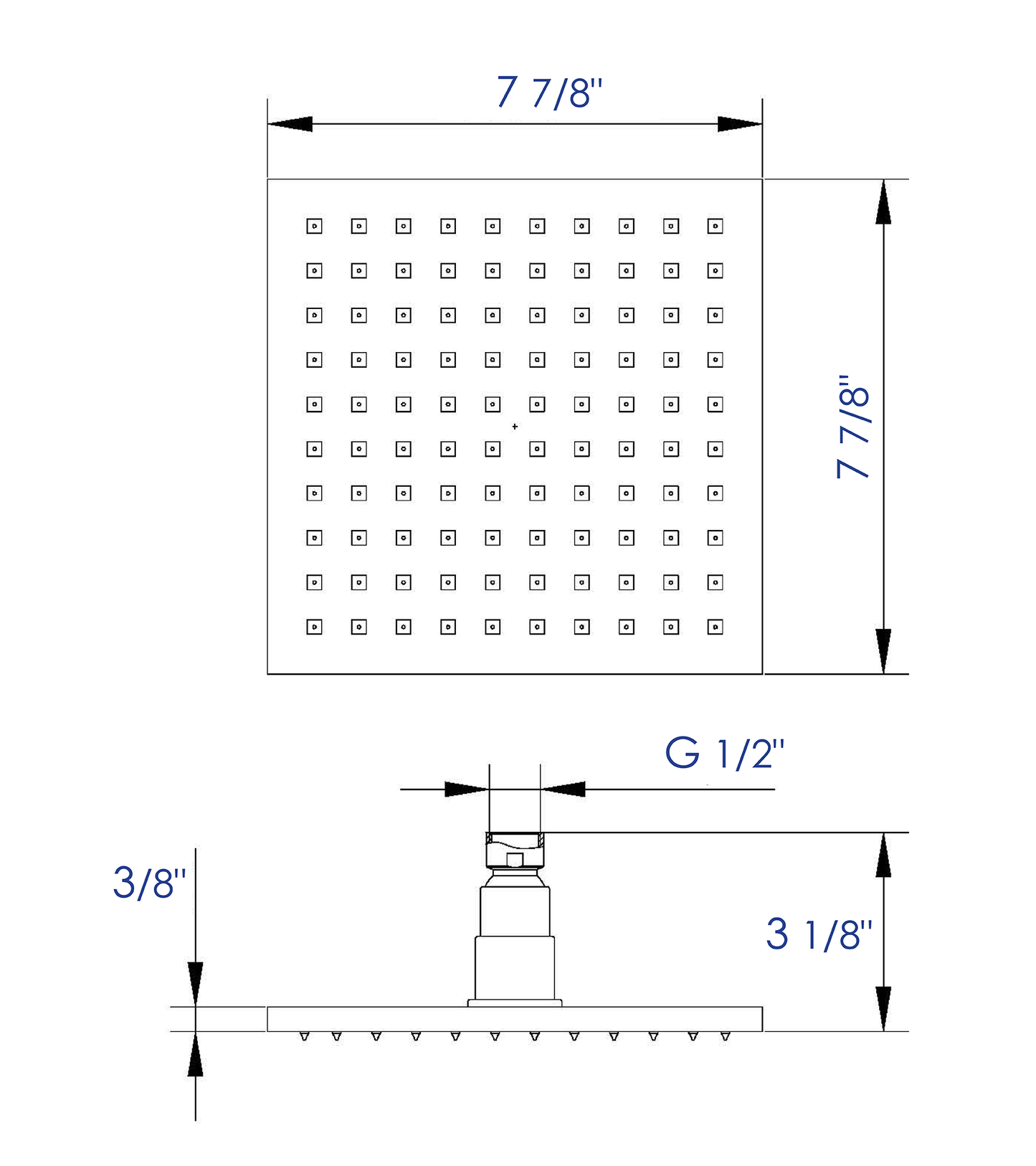 ALFI brand LED8S 8" Square Multi Color LED Rain Shower Head