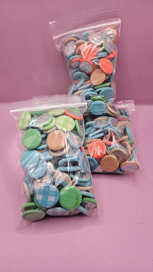 Bulk Lot of Vintage Big Fabric Buttons – 8oz Assorted Collection (0.8", Random Pick)