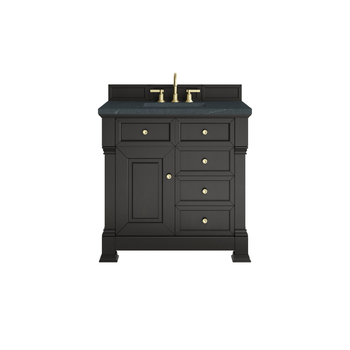 James Martin 547-V36 Brookfield 36” Single Vanity – Black Onyx / Honey Oak / Pearl Charcoal