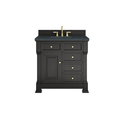 James Martin 547-V36 Brookfield 36” Single Vanity – Black Onyx / Honey Oak / Pearl Charcoal