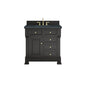James Martin 547-V36 Brookfield 36” Single Vanity – Black Onyx / Honey Oak / Pearl Charcoal
