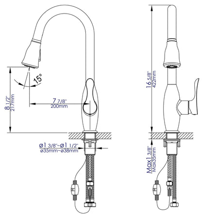 ALFI brand ABKF3783 Gooseneck Pull Down Kitchen Faucet
